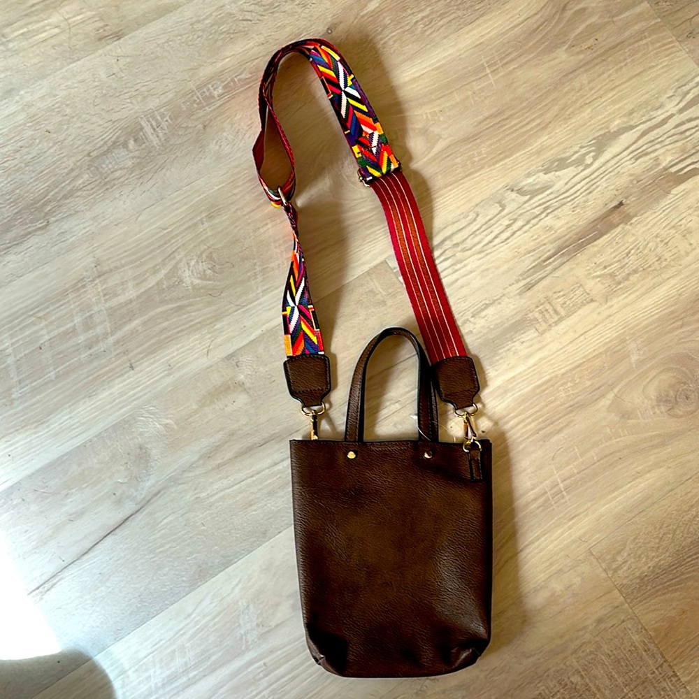 Brown crossbody bag with reversible strap, NWT